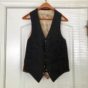 Vintage Double Pocket Wool and Silk Button Vest